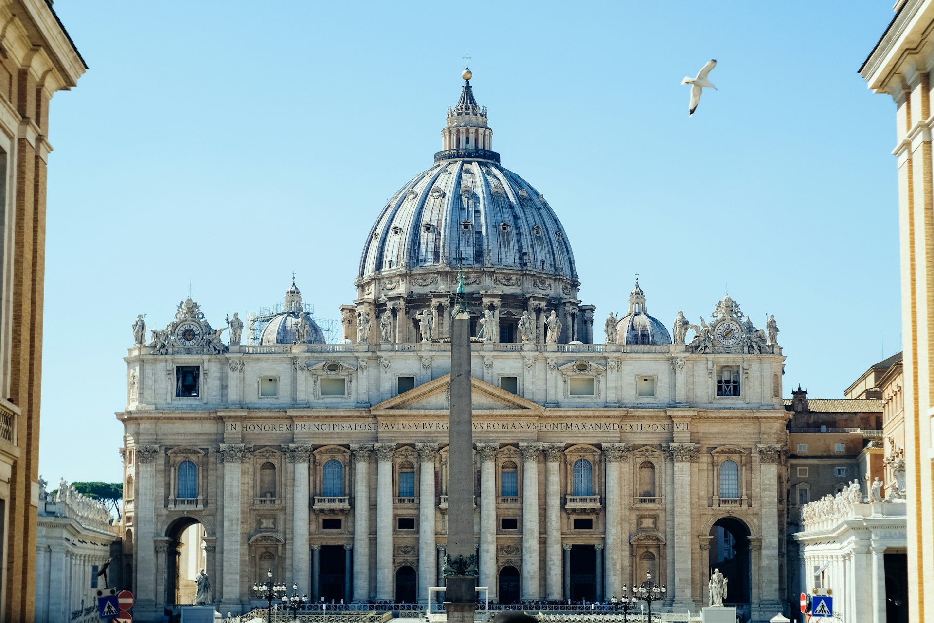 St. Peter's Basilica at sunset over the Tiber